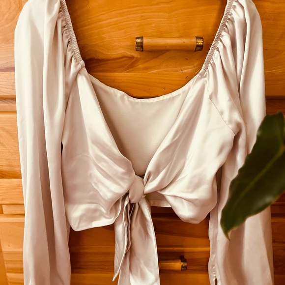 Dynamite Satin Blouse w/ Tie ✨ - Picture 2 of 5